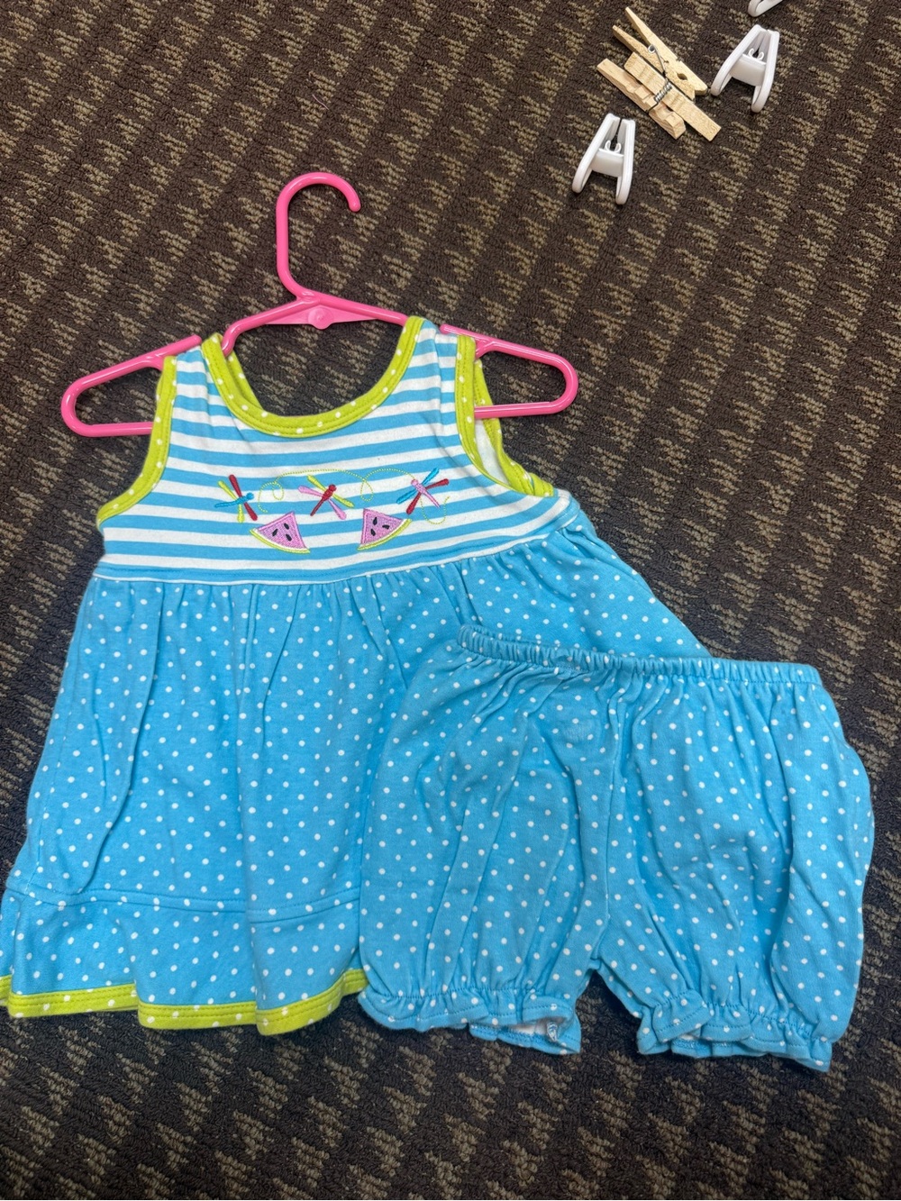 Gymboree Blue & Lime Polka Dot Two-Piece Bodysuit Set